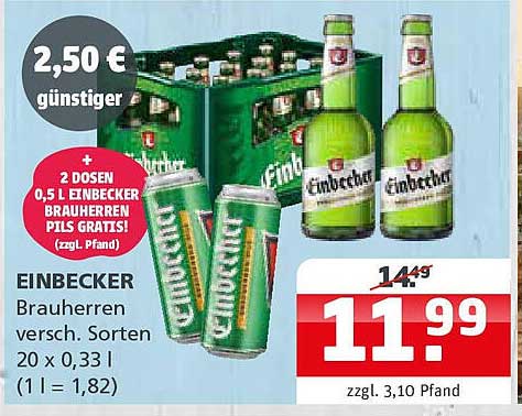 EINBECKER Brauherren versch. Sorten 20 x 0,33 l