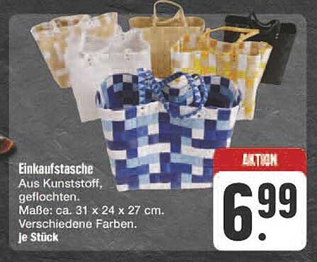Einkaufstasche aus Kunststoff, geflochten - verschiedene Farben