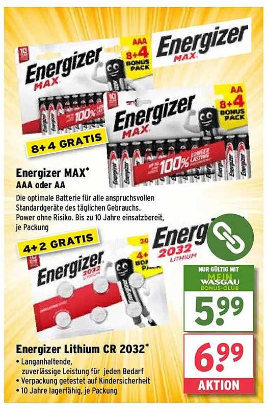 Energizer MAX* AAA oder AA - 8+4 GRATIS