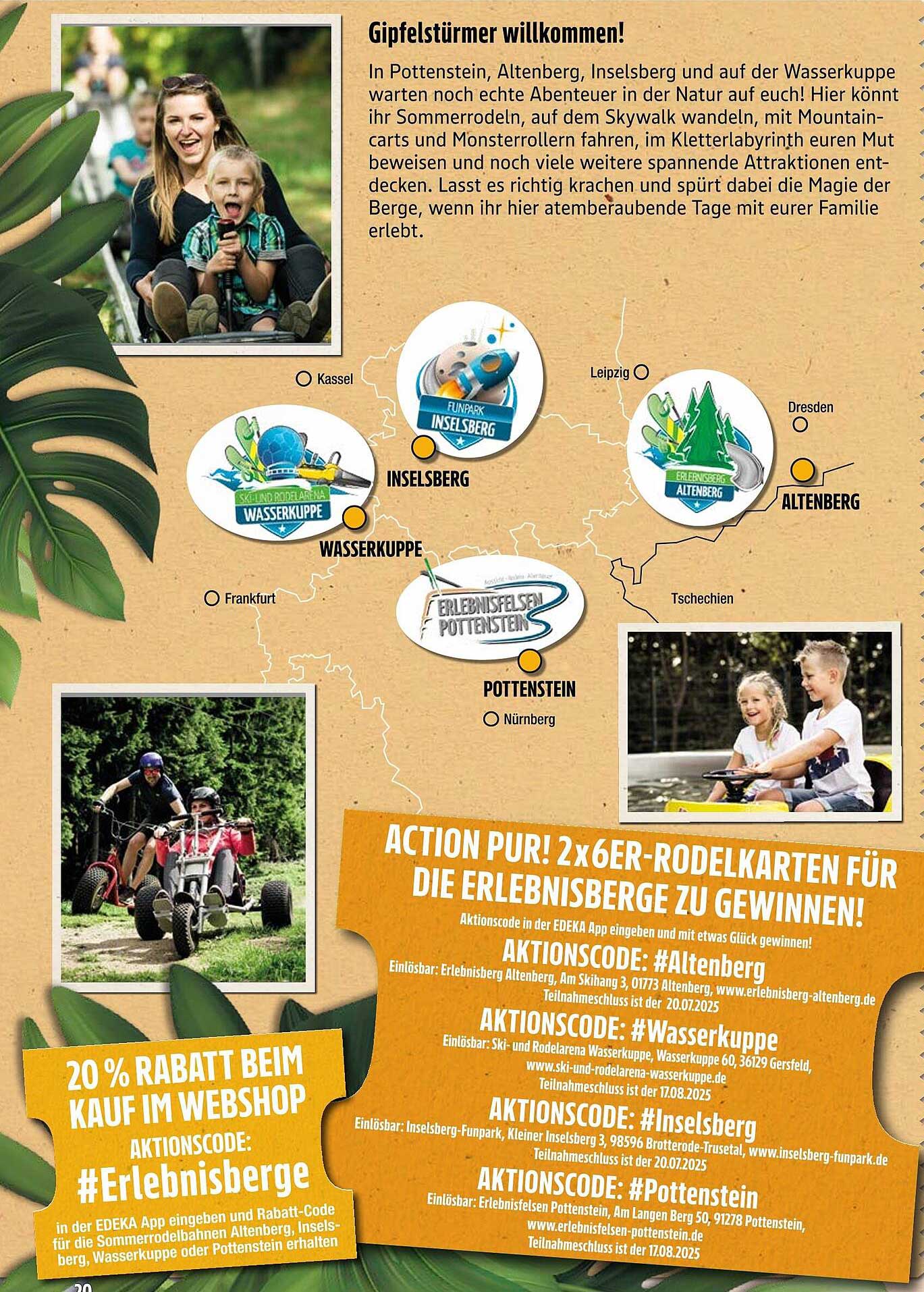 Entdecke die Erlebnisberge mit 20 % Rabatt im Webshop!