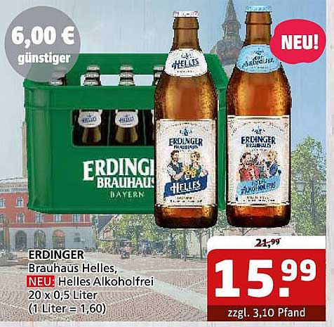ERDINGER Brauhaus Helles, NEU: Helles Alkoholfrei 20 x 0,5 Liter