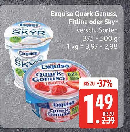 Exquisa Quark Genuss, Fitline oder Skyr - verschiedene Sorten 375-500 g