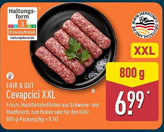 FAIR & GUT Cevapcici XXL 800 g