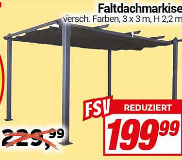 Falt-Dachmarkise, verschiedene Farben, 3 x 3 m, H 2,2 m