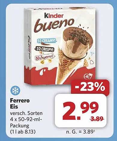 Ferrero Eis Kinder Bueno 4 x 50-92-ml-Packung
