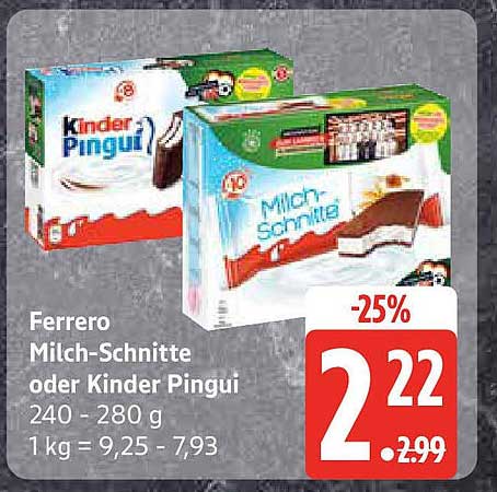 Ferrero Milch-Schnitte oder Kinder Pingui