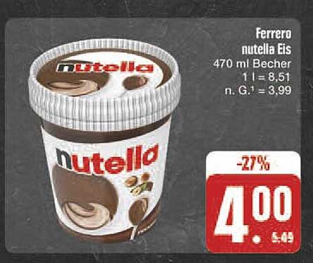 Ferrero nutella Eis 470 ml Becher