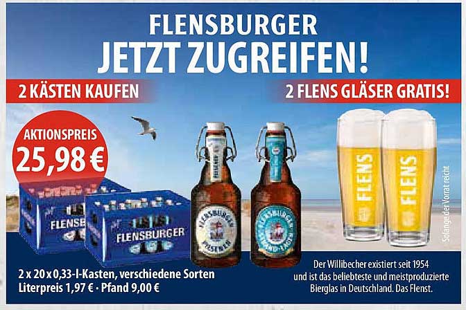 FLENSBURGER – 2 Kästen kaufen, 2 Flens Gläser gratis!