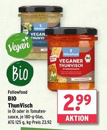 Followfood BIO ThunVisch in Öl oder in Tomatensauce