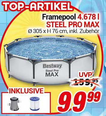 Framepool 4.678 l STEEL PRO MAX Ø 305 x H 76 cm, inkl. Zubehör