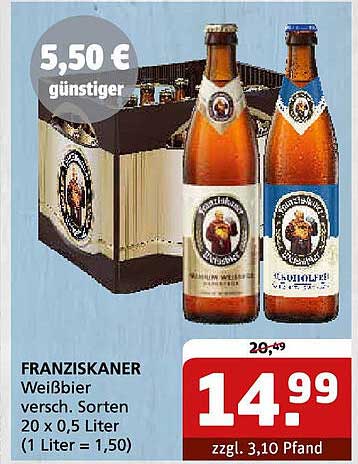 FRANZISKANER Weißbier, 20 x 0,5 Liter