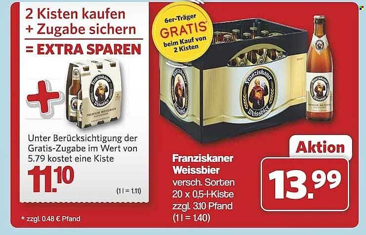 Franziskaner Weissbier - Aktion: 2 Kisten kaufen, GRATIS Zugabe!