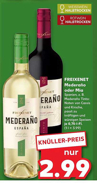 FREIXENET Mederano oder Mia - Halb-trockener Wein aus Spanien