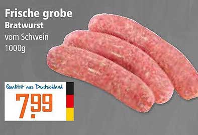 Frische grobe Bratwurst vom Schwein 1000g