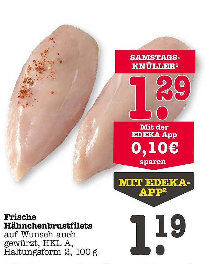 Frische Hähnchenbrustfilets auf Wunsch auch gewürzt, HKL A, Haltungsform 2, 100 g