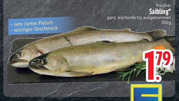 Frischer Saibling – ganz, küchenfertig ausgenommen