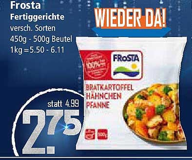 Frosta Fertiggerichte verschiedene Sorten 450g - 500g Beutel