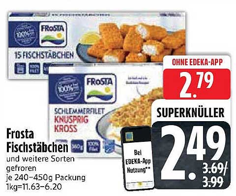 Frosta Fischstäbchen und andere Sorten gefroren