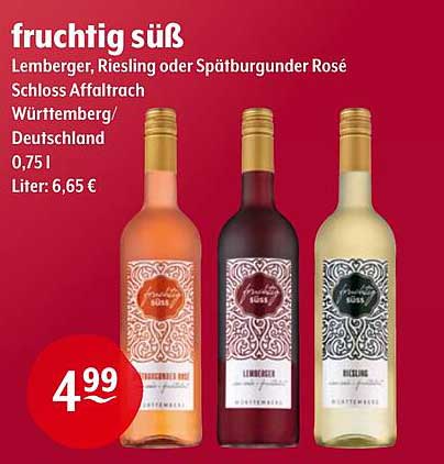fruchtig süß: Lemberger, Riesling oder Spätburgunder Rosé 0,75L