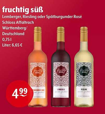 fruchtig süß - Lemberger, Riesling oder Spätburgunder Rosé Schloss Affaltrach