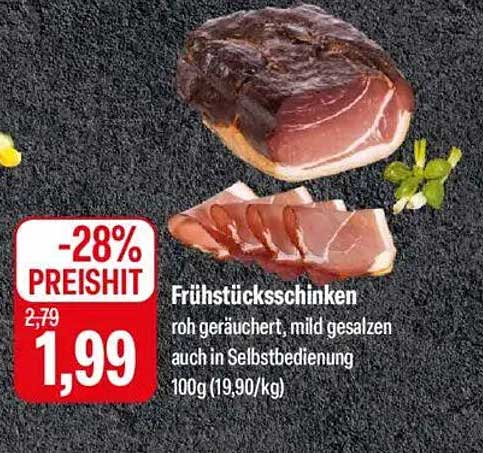 Frühstücksschinken - roh geräuchert und mild gesalzen