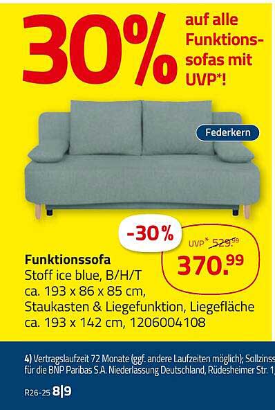 Funktionsofa - 30% Rabatt auf alle Funktionssofas mit UVP!