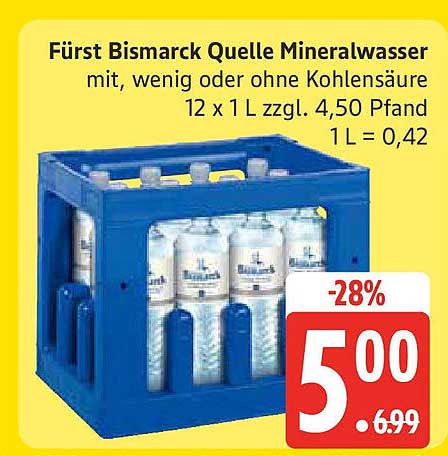 Fürst Bismarck Quelle Mineralwasser 12 x 1 L