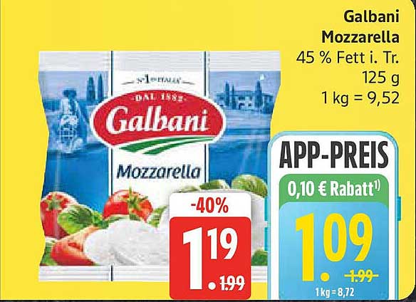 Galbani Mozzarella - 40% Rabatt auf 125 g Packung