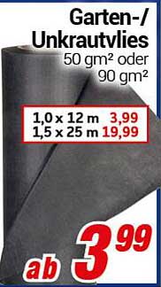 Garten-/Unkrautvlies 50 m² oder 90 m²