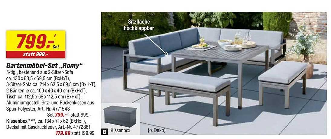 Gartenmöbel-Set „Romy“ 5-tlg., jetzt nur 799,- statt 999,-