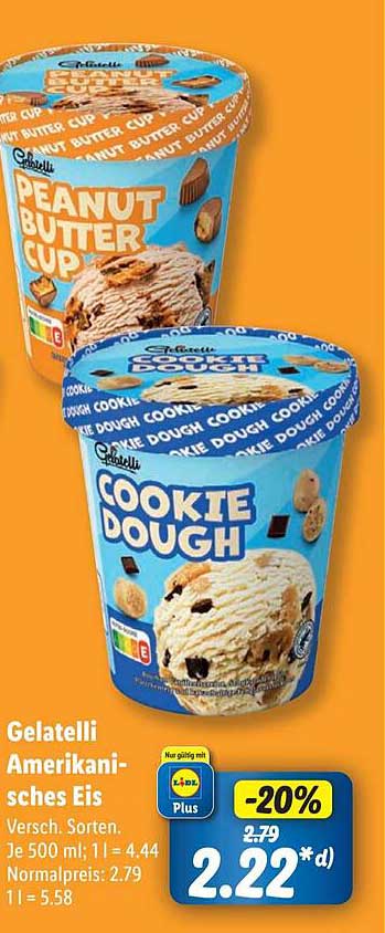 Gelatelli Amerikanisches Eis - Cookie Dough und Peanut Butter Cup