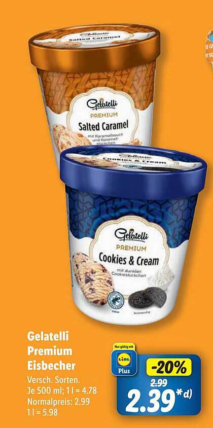 Gelatelli Premium Eisbecher - Cookies & Cream und Salted Caramel