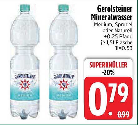 Gerolsteiner Mineralwasser 1,5l - Superknüller -20%