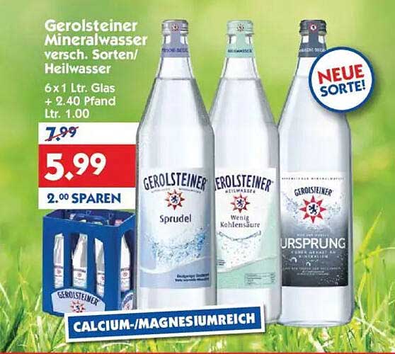 Gerolsteiner Mineralwasser, 6 x 1 Ltr. - verschiedene Sorten