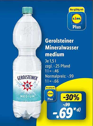 Gerolsteiner Mineralwasser medium 1,5 l