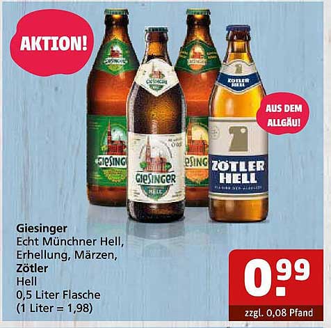 Giesinger Echt Münchner Hell, Erhellung, Märzen, Zötler Hell (0,5 Liter Flasche)