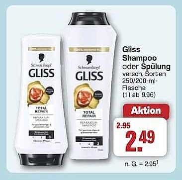 Gliss Shampoo oder Spülung 250/200 ml - Total Repair