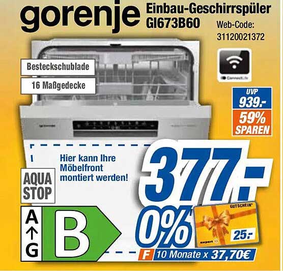 Gorenje Einbau-Geschirrspüler GI673B60