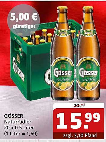 GÖSSER Naturradler 20 x 0,5 Liter – Erfrischung Pur