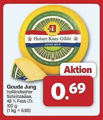Gouda Jung holländischer Schnittkäse, 48 % Fett i. Tr.