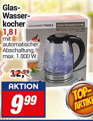 GOURMETmaxx Glas-Wasserkocher 1,8 l mit automatischer Abschaltung, max. 1.800 W