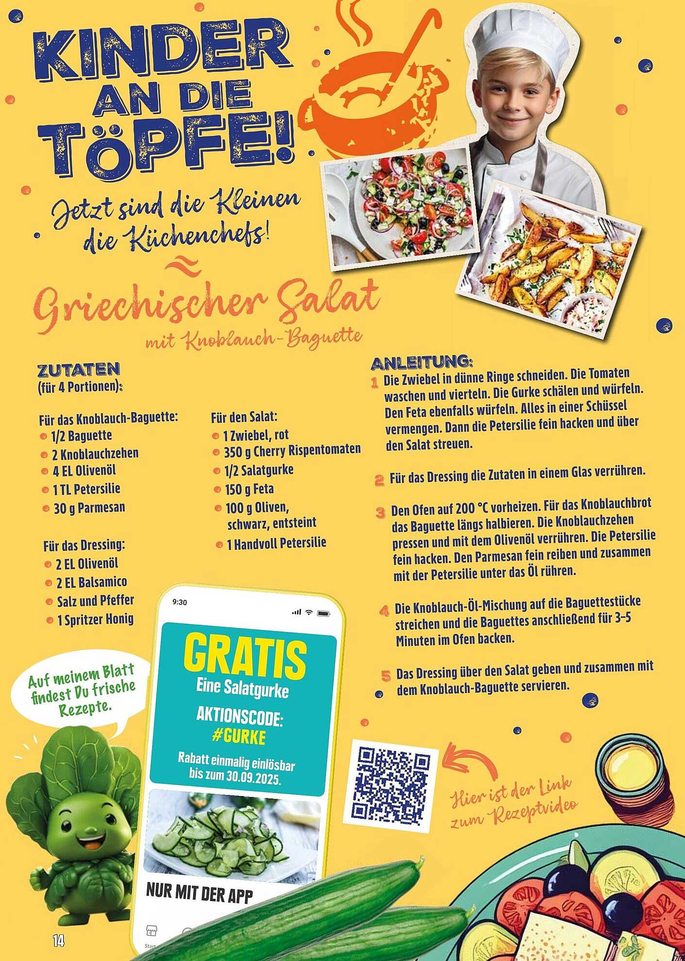 Griechischer Salat mit Knoblauch-Baguette