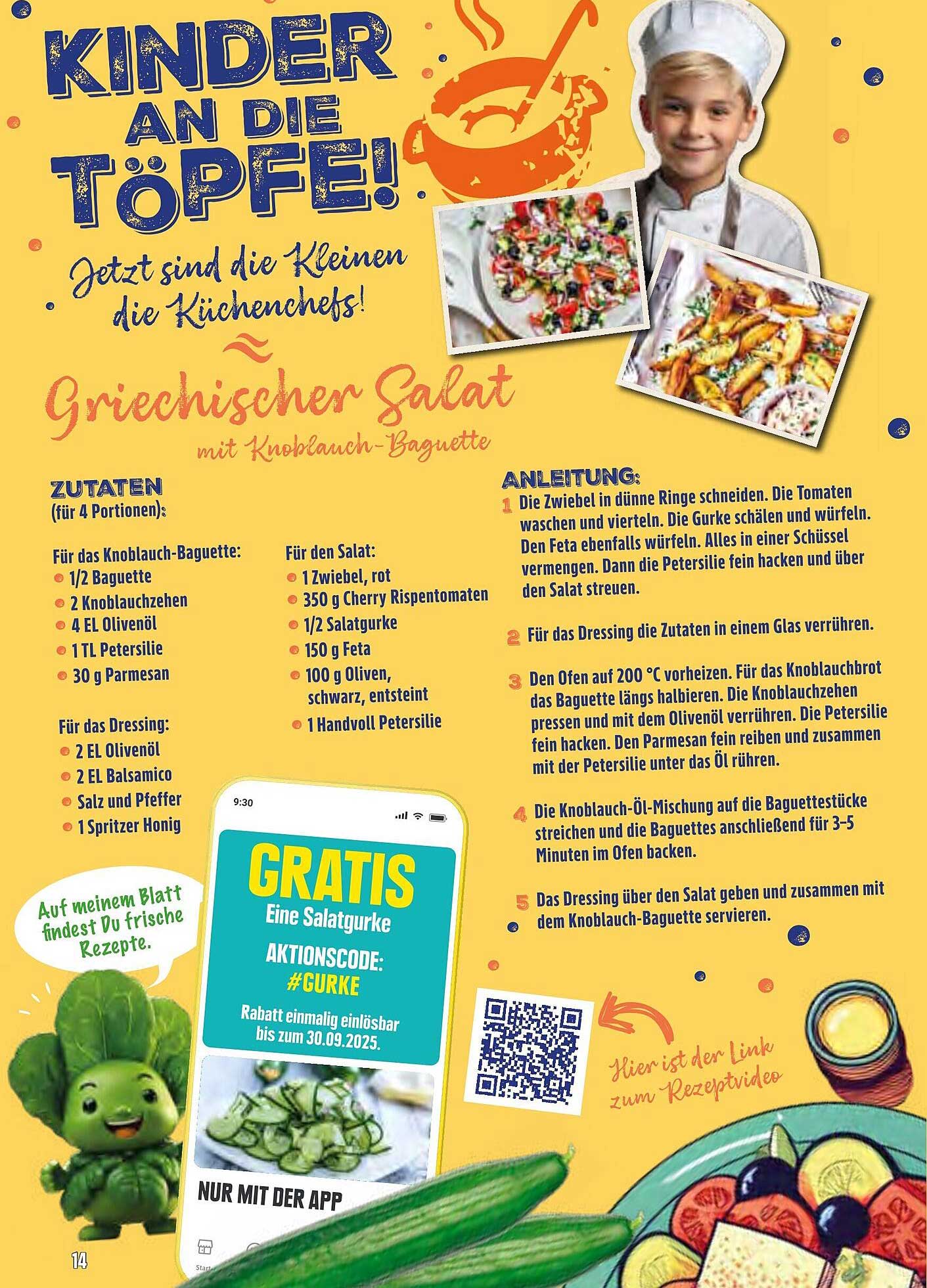 Griechischer Salat mit Knoblauch-Baguette