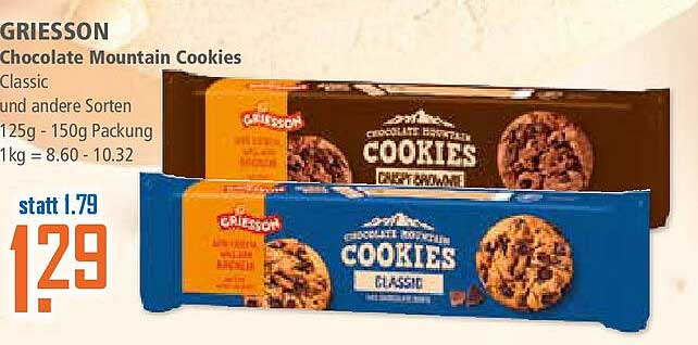 Griesson Chocolate Mountain Cookies 125g - 150g