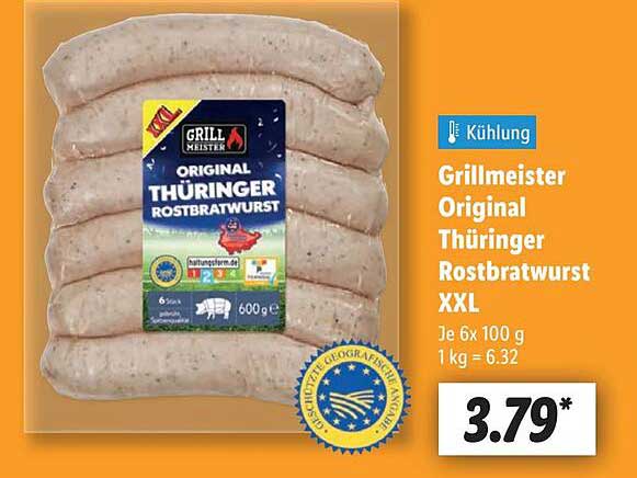 Grillmeister Original Thüringer Rostbratwurst XXL