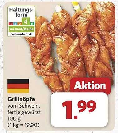 Grillzöpfe vom Schwein, fertig gewürzt 100 g