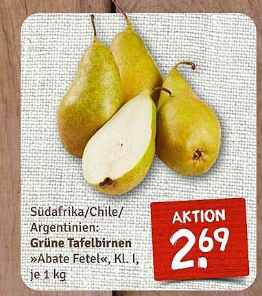 Grüne Tafelbirnen »Abate Fetek«, KL. I, je 1 kg