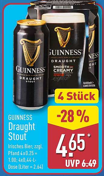 GUINNESS Draught Stout - 4 Stück