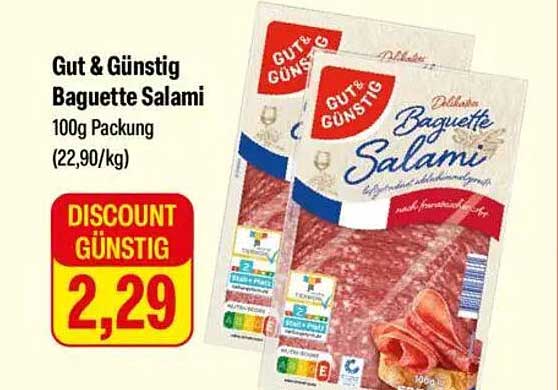 Gut & Günstig Baguette Salami 100g Packung