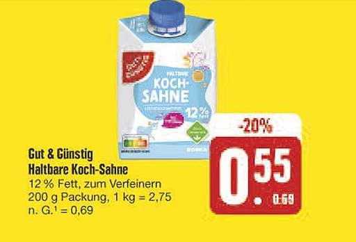 Gut & Günstig Haltbare Koch-Sahne 200 g